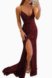 Fuchsia Sparkly Sexy Spaghetti Straps Sequined Prom Dress