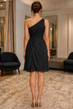 Black One-Shoulder Knee-Length Party Dress - back