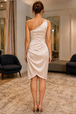 Champagne One-Shoulder Backless Short Prom Dress - back