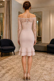 Off-the-Shoulder Ruffled Mermaid Long Sleeves Short Dress - back