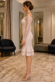 Off-the-Shoulder Ruffled Mermaid Long Sleeves Short Dress - side