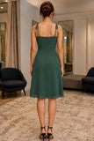 Dark Green Spaghetti Straps Homecoming Party Dress - back