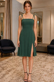 Dark Green Spaghetti Straps Homecoming Party Dress - front