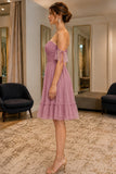 Dusty Rose Off-the-Shoulder Sweetheart A-line Short Dress - side