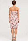 Floral Strapless Ruffled Jacquard Short Dress - back