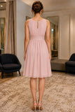 Pearl Pink Spaghetti Strap High Low Chiffon Prom Bridesmaid Dress - back