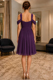 Regency Purple Sweetheart Neck Knee-Length Chiffon Dress - back