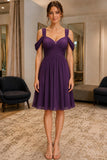 Regency Purple Sweetheart Neck Knee-Length Chiffon Dress - front