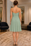 Sage Sweetheart Neck Strapless Knee-Length Chiffon Dress - back