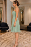Sage Sweetheart Neck Strapless Knee-Length Chiffon Dress - side