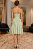 Sage Sweetheart Neck Cut Out Knee-Length Chiffon Dress - back