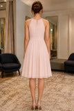 Jewel Neck Sleeveless Knee-Length Chiffon Short Dress - back