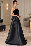 Strapless Satin A-Line Floor-Length Formal Dress - 45-degree