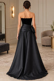 Strapless Satin A-Line Floor-Length Formal Dress - back