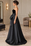Strapless Satin A-Line Floor-Length Formal Dress - side