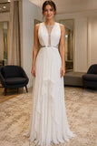 White Sexy Pleated Evening Dress Formal Gown