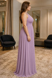 Wisteria Pleated Sleeveless Plus Size Prom Bridesmaid Dress - side