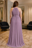 Wisteria Pleated Sleeveless Plus Size Prom Bridesmaid Dress - back