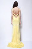 Yellow Column V-neck Prom Dress Inspired By Kate Hudson