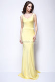 Yellow Column V-neck Prom Dress Inspired By Kate Hudson