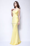 Yellow Column V-neck Prom Dress Inspired By Kate Hudson