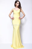 Yellow Column V-neck Prom Dress Inspired By Kate Hudson