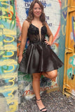 Chic Black Strapless A-line Applique Party Dress