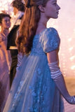 Celebrity Inspired Blue Lace Dress TV Show 'Bridgerton'