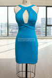 Celebrity Inspired Blue Cut Out Mini Bodycon Dress