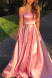 Blushing Pink Off Shoulder A-Line Open Back Prom Dress Dresses