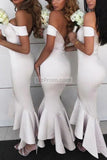 White Mermaid Ruffled Off Shoulder Sweetheart Prom Dress Dresses