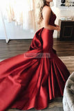 Gorgeous Burgundy Mermaid Sweetheart Ruffled Evening Prom Gown Dresses