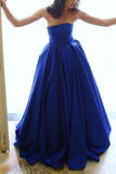 Gorgeous Royal Blue Simple Backless Covered Button Ball Gown Dresses