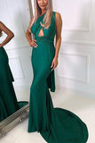 Dark Green Convertible Mermaid Cut Out Evening Long Prom Dress