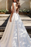 Elegant White Lace A-Line Sleeveless Cut Out Wedding Dress Dresses