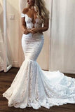 Popular Sexy White Lace Off Shoulder Mermaid Long Wedding Dress Dresses