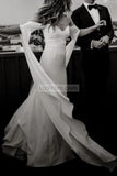 Charming White Long Sleeves Off Shoulder Open Back Wedding Dress Dresses