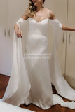 Charming White Long Sleeves Off Shoulder Open Back Wedding Dress Dresses