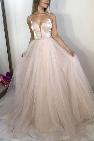 Elegant Spaghetti Strap Sleeveless Formal Evening Princess Dress