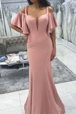 Sexy Pearl Pink Off Shoulder Mermaid Bridesmaid Evening Dress Dresses