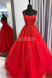 Tulle Appliques A-line Ball Gown Prom Wedding Dresses