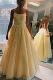 A-line Square Neck Tulle Prom Dress With Appliques