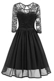 Black A-line Lace Homecoming Dress With Sleeves