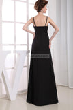 Black A-line Ruffled Chiffon Evening Formal Dress