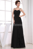 Black A-line Ruffled Chiffon Evening Formal Dress