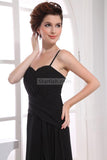 Black A-line Ruffled Chiffon Evening Formal Dress