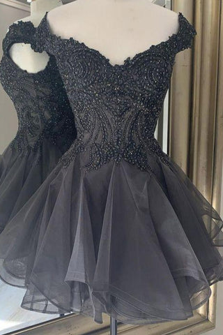 Black Sparkly Off-shoulder Party Homecoming Dress