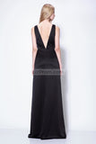 Black Deep Double V-neck Backless Prom Evening Dress