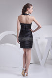 Black-Halter Beaded Satin Mini Prom Dress