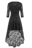 Black High Low Lace Homecoming Dress With Long Sleeves